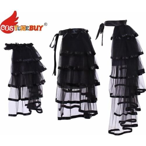 Costumebuy Vicotorian Woman Dress Gothic Underskirt Lolita Black Lace Underdress Crinoline Wedding Pannier Daily Use Petticoat