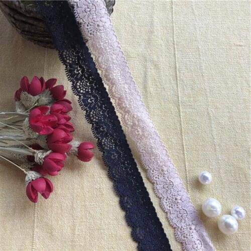 2.5cm S1989 elastic spandex lace trimming diy clothing dress underwear fabric handmade crafts material white black lace ribbon