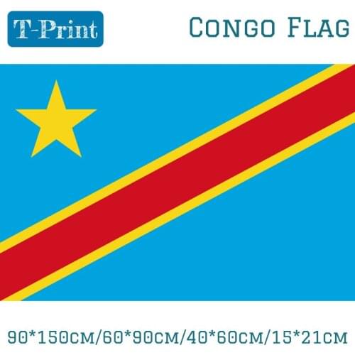 2pcs Flag 90*150cm/60*90cm/40*60cm/15*21cm Congo-Kinshasa Flag Democratic Republic of the Congo Banner