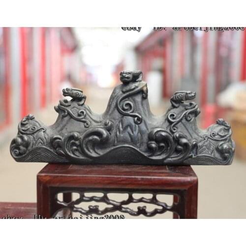 Chinese Dynasty Palace Bronze Copper Writing Brush Penholder Pen Rack Statue