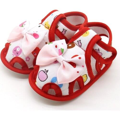 Summer cute Printing bowknot sandals newborn baby girl cute bow knot princess style breathable shoes forward 0-18M