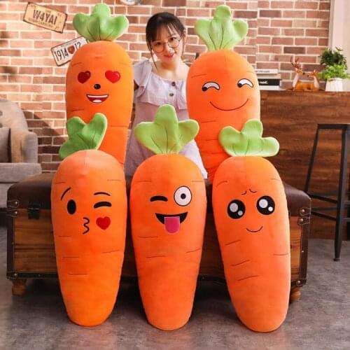 MIAOOWA 1PC 45-90CM Big Size Carrot Stuffed Toy Children Lovely Soft Pillow Baby Funny Face Radish Plush Doll Kids Birthday Gift