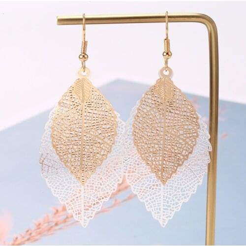 Fashion Gold Leaves Earrings For Women Vintage Alloy Geometric Pendant Drop Dangle Earring Bijoux Femme 2019 Jewelry Wholesale