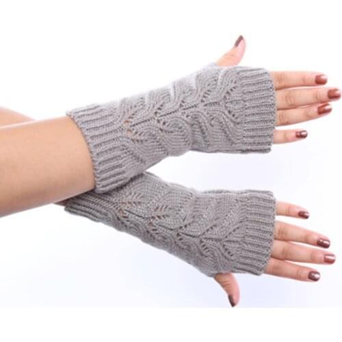 Fashion Women Soft Wool Elastic Knit Twist Hollow Thicken Warm Mittens Unisex Winter Half Finger Touch Screen Driving gloves L11