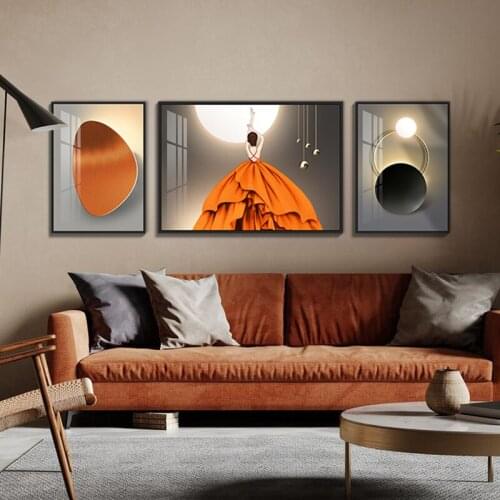 3PCS modern luxury decorative painting fashion simple aluminum crystal porcelain mural for living room dining room bedroom