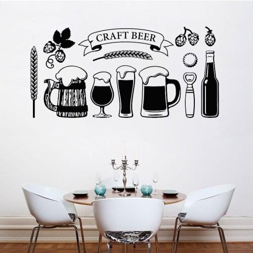 Pub Craft Beer Wall Stickers Vinyl Barley Beer Glass Cup Alcohol Dining Room Bar Wall Decal Bar Interior Decoration Poster Z584