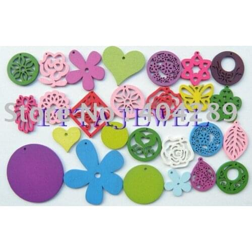 Wholesale Lots Mixed 2000pcs Wood Charm Pendant,can be DIY to Necklace,Earrings