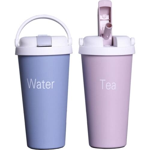 Korean version of 500ml thermos cups with suction cups portable cold water cup cups with straws