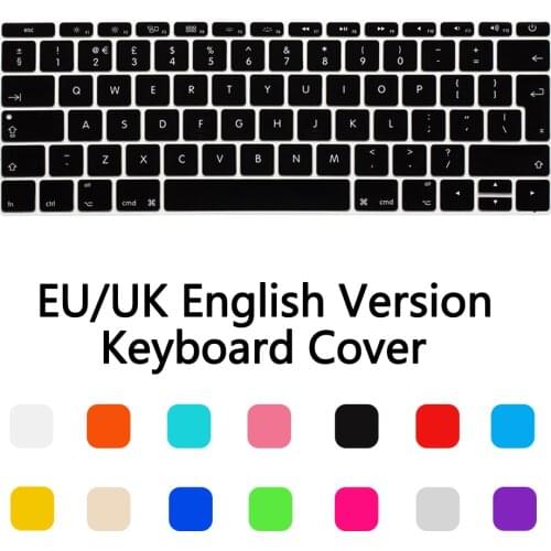 Silicone EU/UK layout Waterproof Keyboard Stickers Cover For New Macbook 12 /2016 2017 2019 Pro 13 Retina A1708 keyboard Film