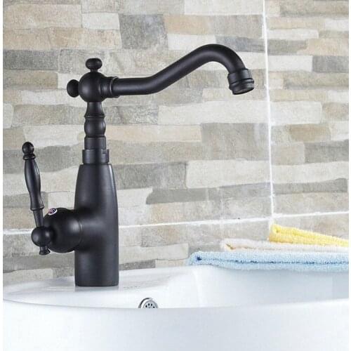 Bathroom Sink Faucet Oil Rubbed Bronze 360 Degree Swivel Basin Faucet Water Tap Single Handle Cold and Hot Water zsf074