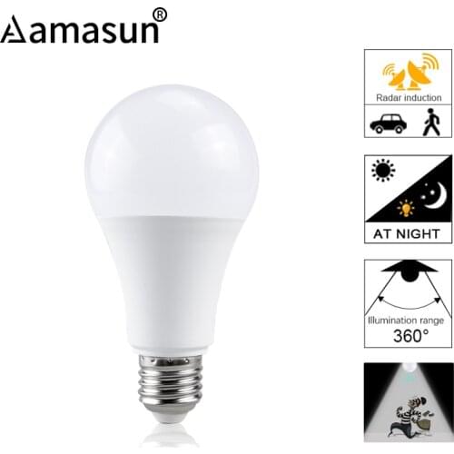 25W 20W 15W 10W Lampada LED E27 Radar Motion Sensor Light Bulb 85-265V Infrared Detection Smart Lamp Working in Night Darkness