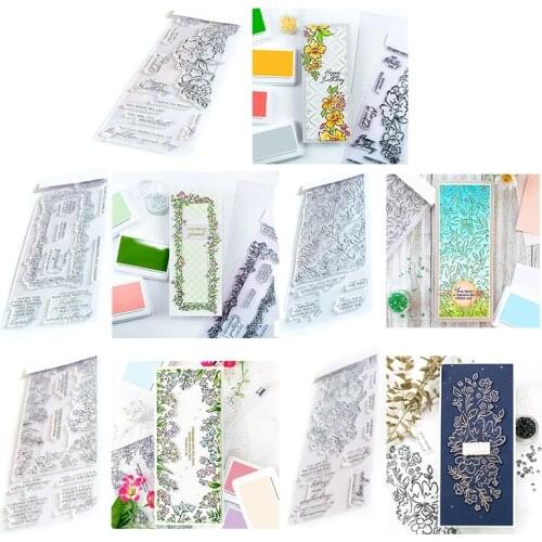 Slimline Floral Leafy Frame Be Courageous Grateful Sentiments Stamps And Dies Set for DIY Scrapbooking Cards Crafts 2021 New