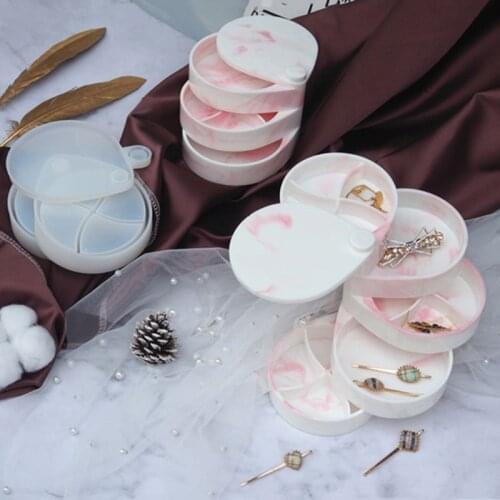 Teardrop Shape Rotating Jewelry Box Resin Casting Mold 3-Tiered Tray Jewelry Storage Organizer Silicone Mold Art Crafts