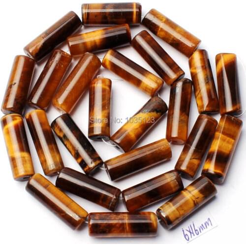 High Quality 6x16mm Smooth Natural Yellow Tigers Eye Column Shape DIY Gems Loose Beads Strand 38cm Jewelry Accessory w988