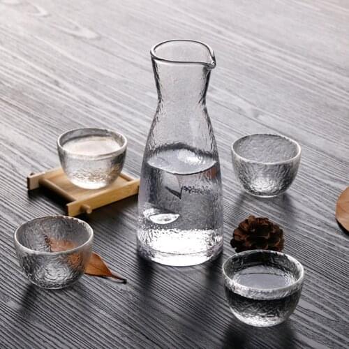 Japanese Glass Wine Set Creative Sake Glass Pot Ice Jug Flagon Liquor Spirits Shochu Cups Wine Bottle Drinkware Bar Set Gifts
