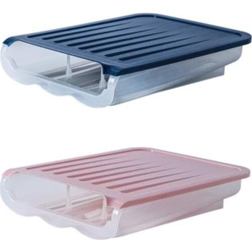 Egg Storage Box Single Layer with Lid Auto Roll Egg Case Large Capacity Refrigerator Egg Preservation Holder Box