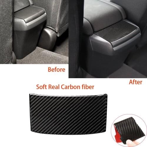Soft Real Carbon fiber Rear Storage Box Decorative Trim Fit For Honda Civic 2016-2019