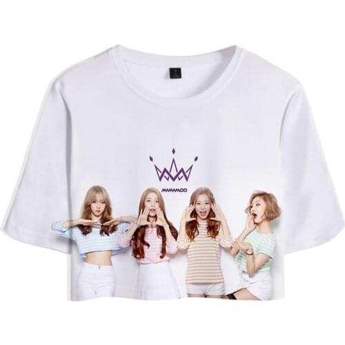 MAMAMOO 3D Printed Women Crop Top Fashion Kpop Summer Short Sleeve T-shirts 2019 New Arrival Hot Sale Girls Trendy Summer Wear
