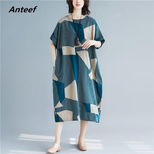 Cotton linen plus size vintage stripe women casual loose long sun summer dress elegant clothes 2021 ladies dresses sundress