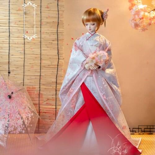 1/4 1/3 BJD Clothes Japanese Ancient Costume Kimono Hanfu Outfit for BJD/SD MSD Girl ID72 80cm Strong Uncle Doll Accessories 185