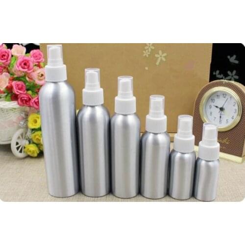 10pcs 30ml-250ml Empty Aluminum Spray Bottle Small Portable Refillable Perfume Bottle Empty Liquid Atomizer Spray Container