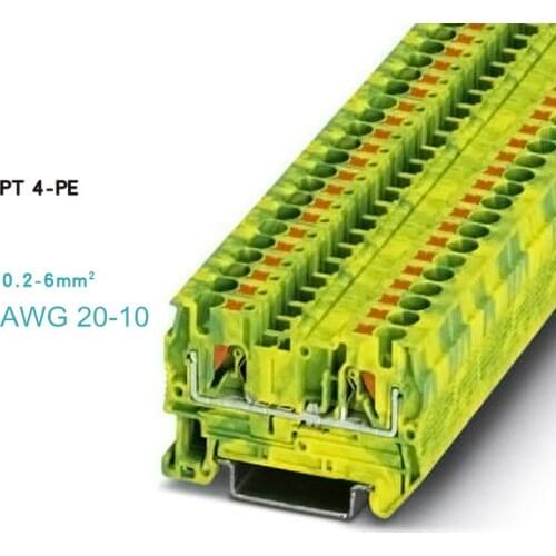 10pcs Phoenix Type Fast Wiring Arrangement Connector Din Rail Combined Push In Spring Screwless Terminal Block PT-4PE