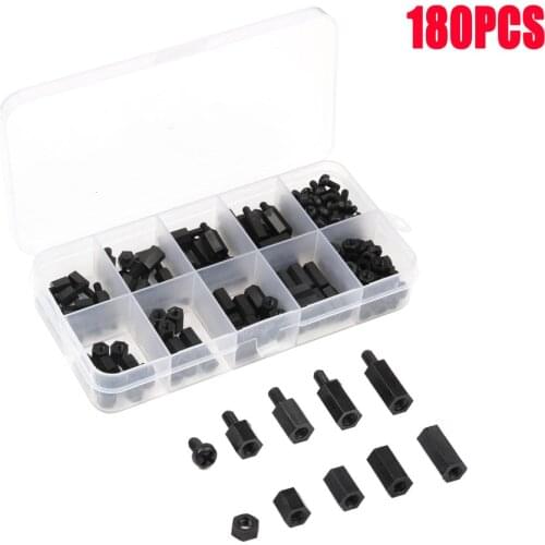 180pcs M3/M2.5/M2 Hex Nylon Standoff Spacer Column Fasteners Tool Parts Accessorise