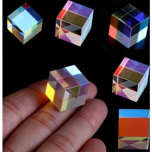 2PCS 5W Prism Laser Beam Combine Cube Bright Light Prism Stained Glass Beam Splitting Prism Optical Experiment Instrument Lens
