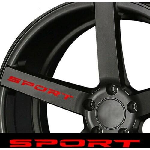 4pcs/Set SPORT Typeface Car Body Decal Sticker Car Door Rims Wheel Hub Racing Sticker Decal Exterior Accessories