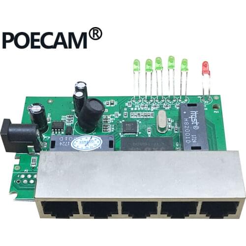 5Port 10/100Mbps Passive POE Switch 12V 15V 18V 24V Supply Splitter 45/+ 78/- IP Carema phone Access control LED Display