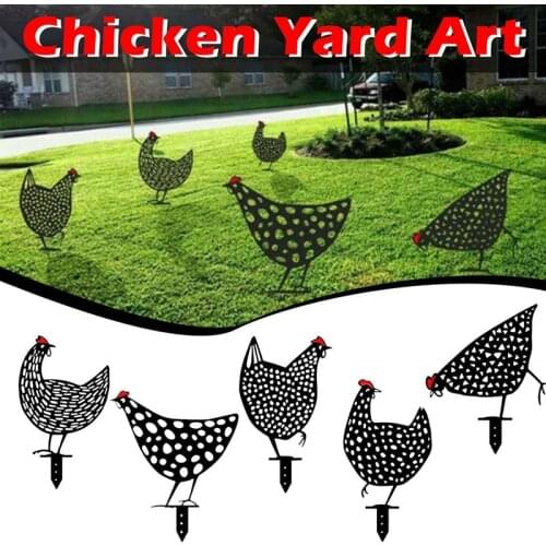 5PCS Gardening Ornaments Chicken Yard Art Outdoor Garden Backyard Lawn Decor Acrylic Hen Yard Decor Easter Decoration
