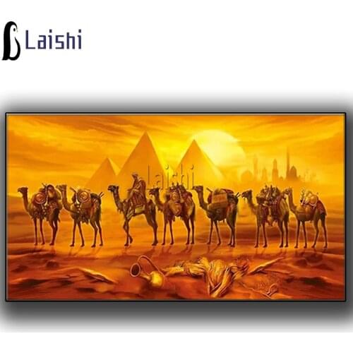 5D Diamond Painting Camel pyramid egypt Diamond Rhinestones Pictures Cross Stitch Sunset desert landscape Diamond Embroidery