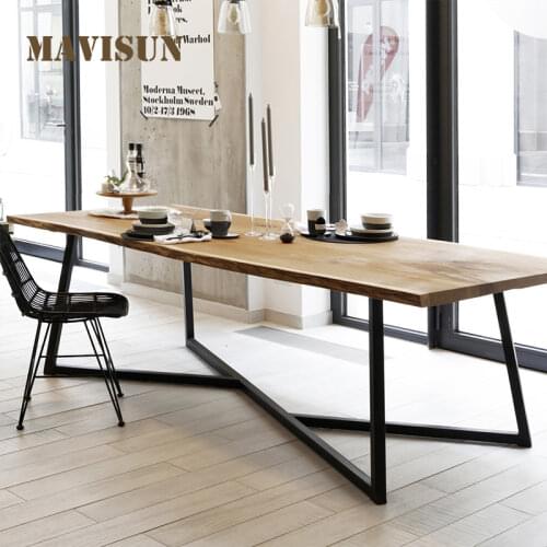 American solid wood table long table industrial style large conference table boss desk modern minimalist dining table