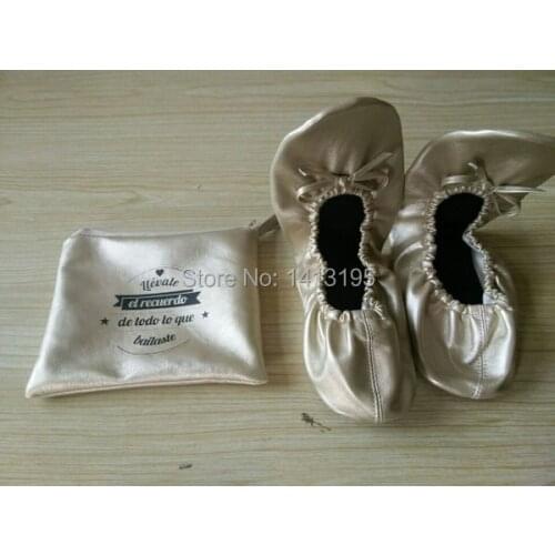 Free Shipping! 2018 ladies wedding bridal favor cheap colorful Foldable Ballet Flats with matching bag