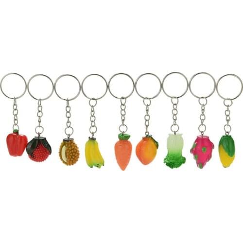 Fruit Vegetables Keychain Key Ring Jewelry 1PCS New Fashion Creative Design Lanyard Keyring Simulation Food Key Chain Desk Sets