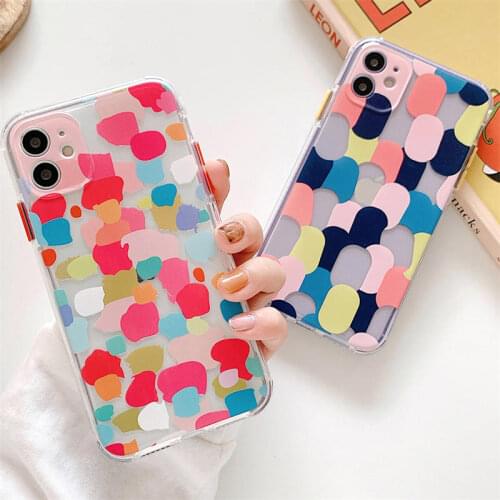 Colorful Graffiti Phone Case For iPhone 12 11 Pro Max XS Max X XR 7 8 Plus 12 Mini Shockproof Soft TPU Silicone Clear Case Cover
