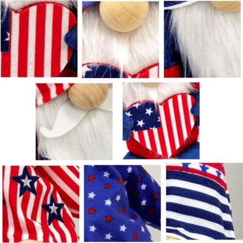 Y3NF Independence Day Gnome Heart Stars Patriotic Tomte 4th of July Gift Dwarf Elf Ornaments Kitchen Tiered Tray Decoration
