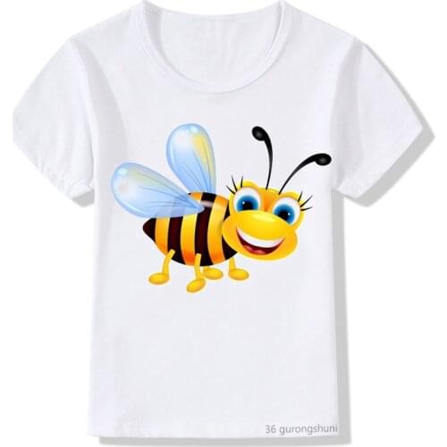 Childrens clothing boys t-shirt funny little bee graphic print t shirt for girls summer kids shirt harajuku short-sleeved tops