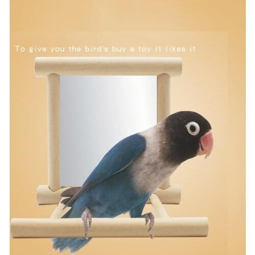 Parrots Small Birds Toys Pet Parrots Climb Wooden Pet Toy Mirror Fun Toy