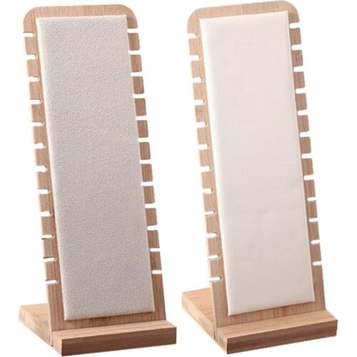 Elegant Jewelry Display Desktop Stand L-Shape Suede Leather Necklace Holder