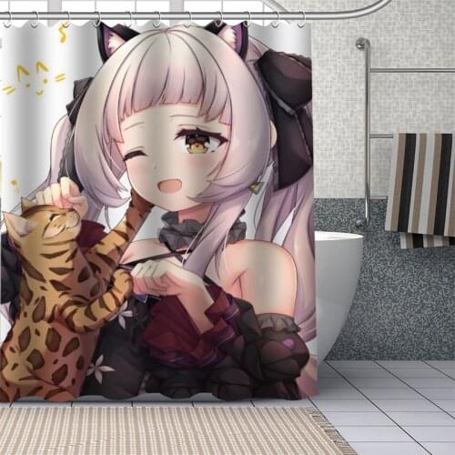 Hot Custom Japanese Anime Murasaki Shion Curtains Polyester Bathroom Waterproof Shower Curtain With Plastic Hooks More Size