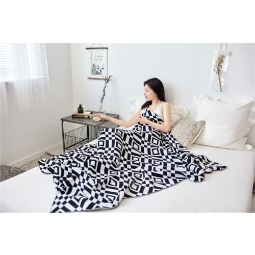 Cotton geometric plaid knitted blanket Office lunch break blanket air conditioning blanket baby blanket blankets for beds