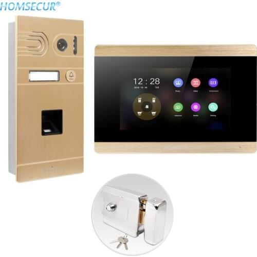 HOMSECUR 7" Wired Hands-free Video&Audio Home Intercom Touch Screen Monitor with Fingerprint Camera BC061HD-G+BM715HD-G