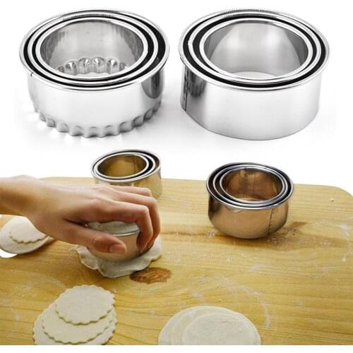 3Pcs Round/Flower Shaped Dough Cutting Tool Dumplings Molds Stainless Steel Dumplings Cutter Portable Dumplings Wrappers Molds