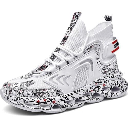 Size 39-47 Men Casual Shoes Breathable Mesh Sports Mens Shoes High Top Socks Male Sneakers Comfortable Walking Tennis Zapatos