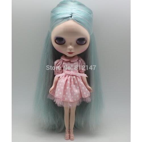 Free shipping Nude doll( Mint color mixture hair)
