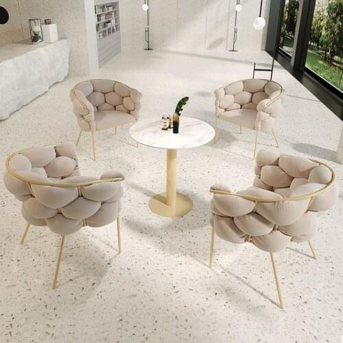 Cafe Table And Chair Set Nordic Reception Table And Chair Office Meeting Round Table Office Football Chairs Five-piece Set