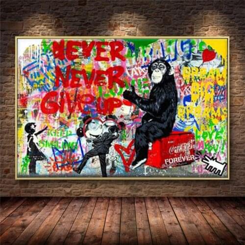 Colorful Monkey Banksy Canvas Painting Street Graffiti Art Poster Prints Modular Wall Art Picture Living Room Home Decor Cuadros