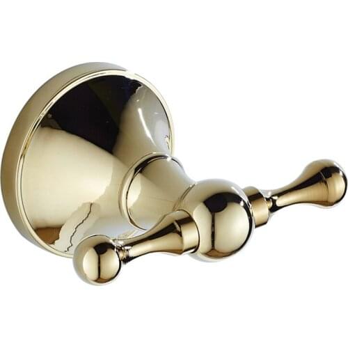 Bathroom Towel Wall Hooks Gold Copper Brass Clothes Hanger Coat Hooks Rustproof Screwed Robe Hooks Wall Mount