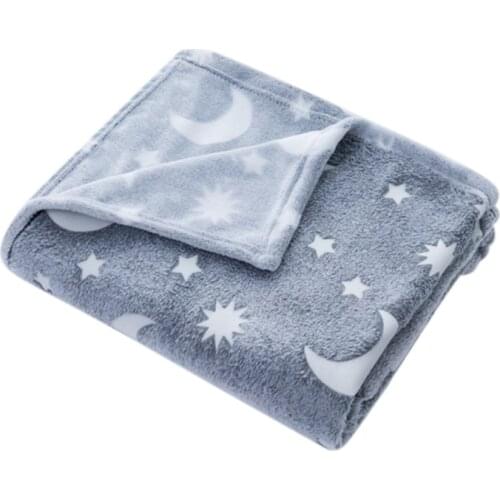 1 PC Bed Blanket Grey Soft Plush Microfiber Flannel Lighting Luminous Throw Queen Size Glowing Blanket